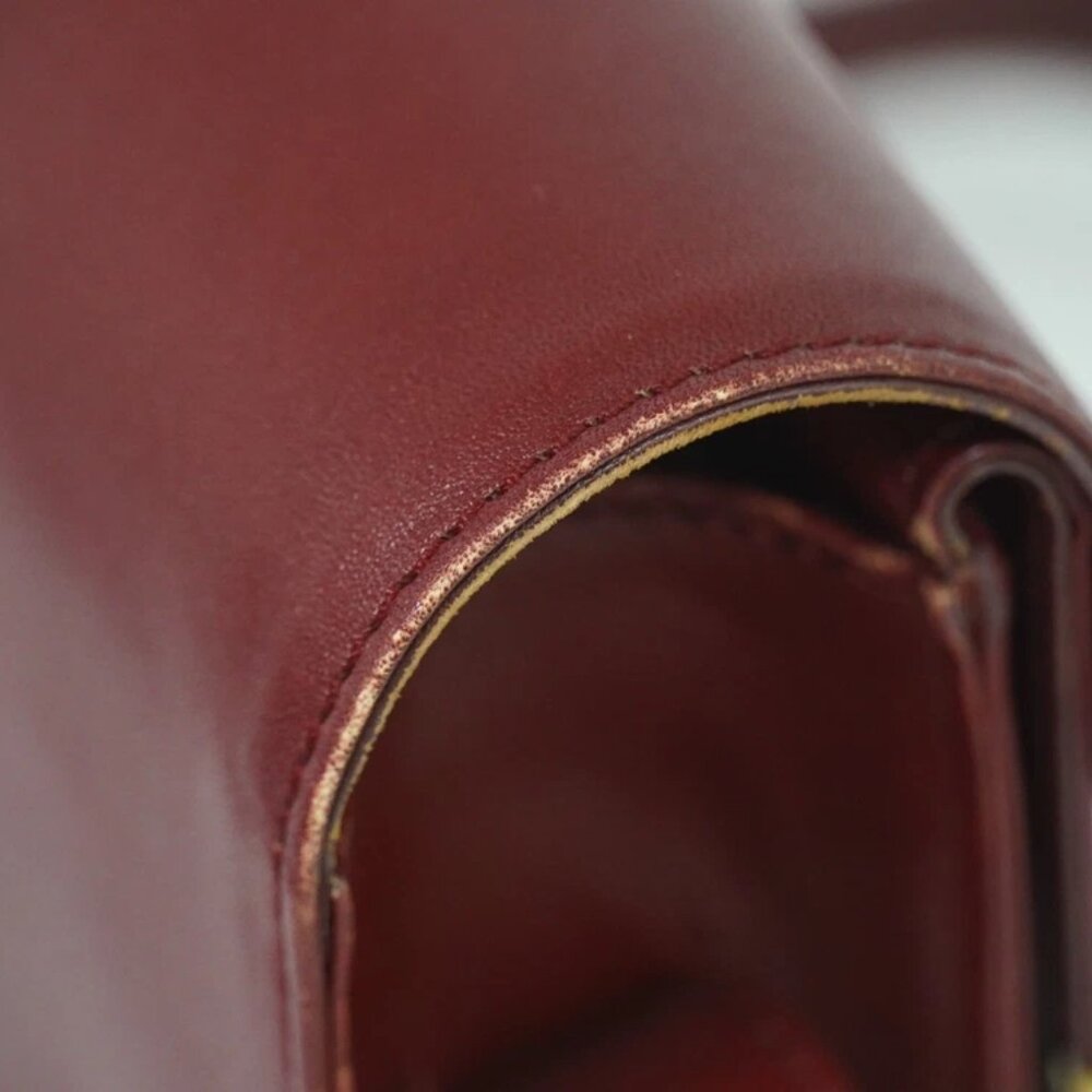 Cartier Must Leather Shoulder Crossbody Bag Bordeaux Gold - Picture 8 of 15